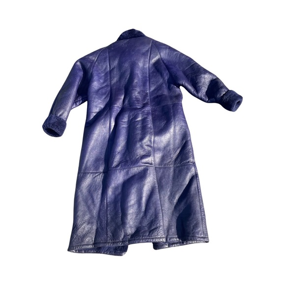 Vintage purple Full Length soft leather made in US shearling jacket size XL - Picture 4 of 6